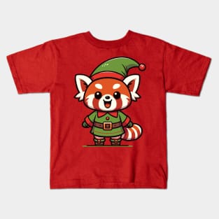 Jolly Red Panda Elf Kids T-Shirt